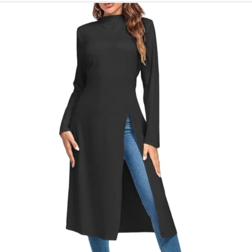 StyleWe long black turtleneck duster top.  XL NWT